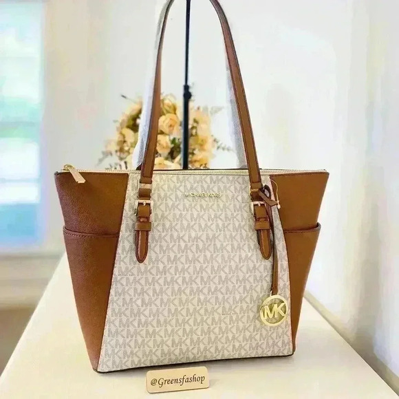 Michael Kors Charlotte Top Zip Tote shoulder bag Vanilla - Picture 1 of 11